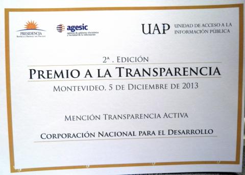 CND ganó la mención a la Transparencia Activa 2013
